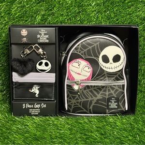 Disney Nightmare Before Christmas Backpack Wallet Keychain Gift Set Jack Sally